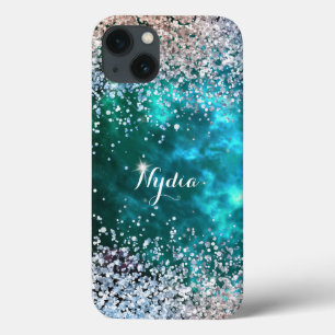 Glitter Girly Sweet 16 Sparkle Blauwgroen iPhone 13 Hoesje