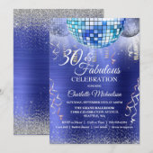 Glitter Glam 30th Verjaardag Blauwe Disco Bal Kaart (Voorkant / Achterkant)