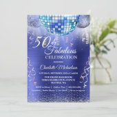 Glitter Glam 50 en Fabulous Blue Disco Ball Kaart (Staand voorkant)