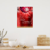 Glitter Glam 50 & Fabulous Red Disco Ball Poster (Keuken)