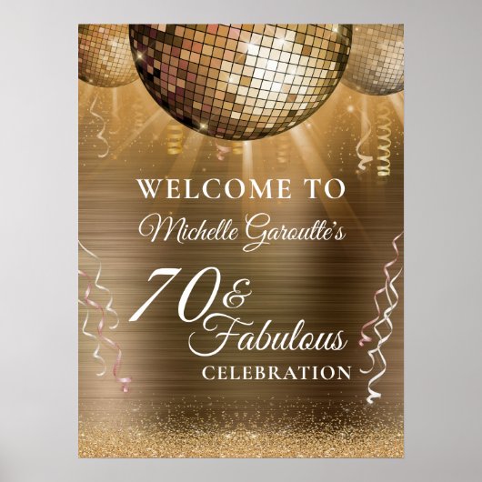 Glitter Glam 70 & Fabulous Gouden Discobal Poster (Voorkant)