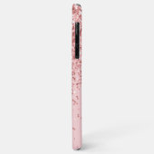 Glitter Glam Blush Pink Girly Modern Monogram Naam Case-Mate iPhone Case (Achterkant/links)