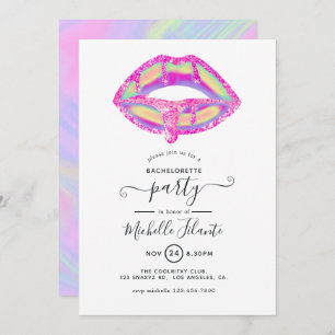 Glitter Glam Chic Bachelorette Party Invitation Kaart
