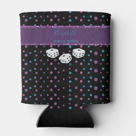 Glitter Glam Girly Dice Monogram Bunco Koelbox Blikjeskoeler (Achterkant)