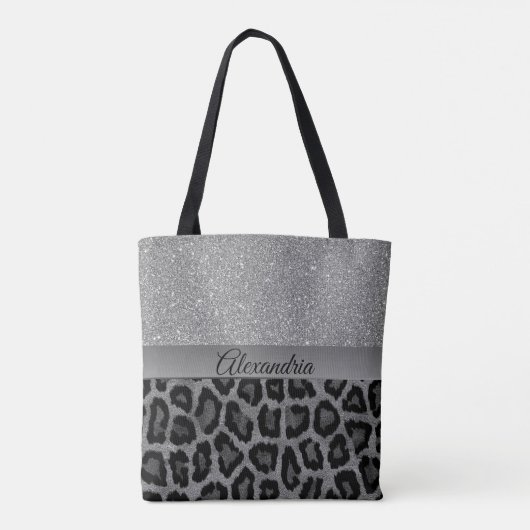 Glitter Glam Gray en Black Leopard Draagtas (Achterkant)