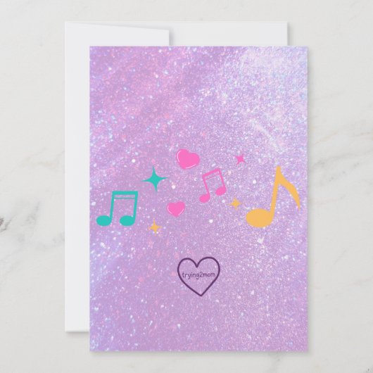 Glitter, Glam, & K-Pop Birthday Party Kaart (Achterkant)