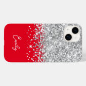 Glitter Glam, rood en zilver Case-Mate iPhone Case (Achterkant (horizontaal))