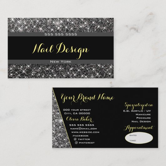 Glitter Glam Stars Appointment Field Visitekaartje (Voorkant / Achterkant)