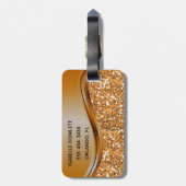 Glitter Glam Terra Cotta Personalized Metal Bagagelabel (Achterkant verticaal)