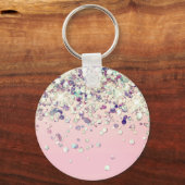 Glitter Glans Aangepaste Naam Blush Bruiloft Sleutelhanger (Achterkant)