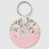 Glitter Glans Aangepaste Naam Blush Bruiloft Sleutelhanger (Achterkant)