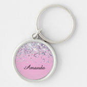 Glitter Glans Custom Naam Monogram Bruiloft Feest Sleutelhanger (Voorkant)