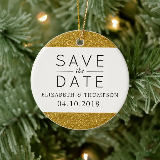 Glitter, glanzend glitter, bespaar de datum keramisch ornament (Boom)