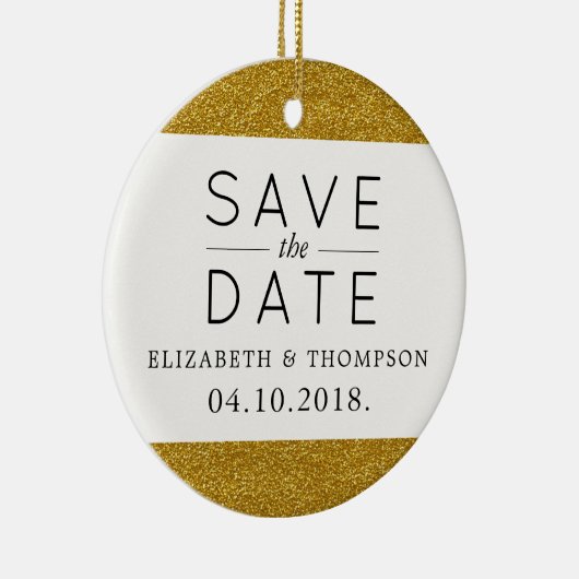 Glitter, glanzend glitter, bespaar de datum keramisch ornament (Rechts)