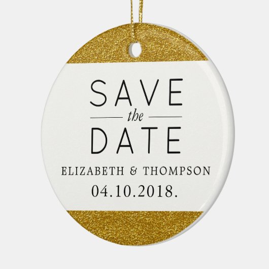 Glitter, glanzend glitter, bespaar de datum keramisch ornament (Links)