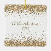 Glitter Glitter Borders All is Bright Name Year Keramisch Ornament (Achterkant)