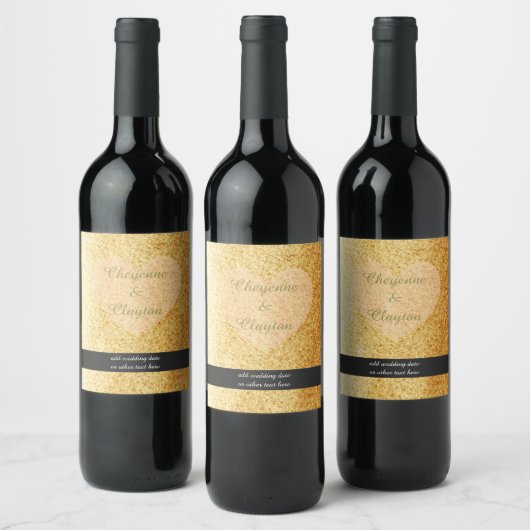 Glitter glitter met hart wijn etiket (Flessen)