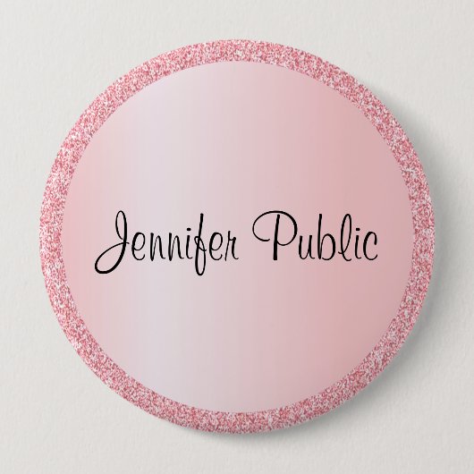 Glitter Glitter-Roos met eigen monogrammen Ronde Button 4,0 Cm (Voorkant)