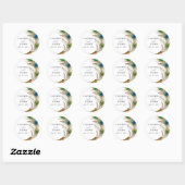 Glitter Gold Blue Peacock Plume Wedding Ronde Sticker (Vel)
