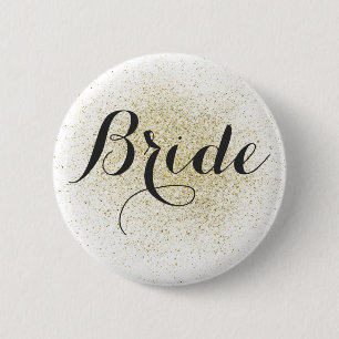 Glitter Gold Bride Button