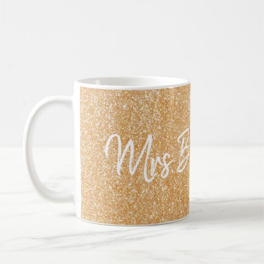 Glitter Gold Champagne Custom Mrs Initiaal Koffiemok (Links)