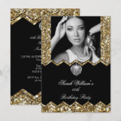 Glitter Gold Diamond Heart Foto van elke dag Kaart (Voorkant / Achterkant)