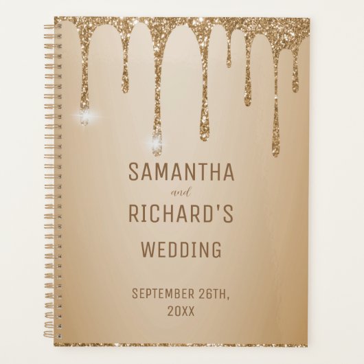 Glitter Gold Drips Champagne Beige bruiloft Planner (Voorkant)