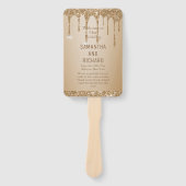 Glitter Gold Drips Champagne Beige Trouwprogramma Handwaaier (Voorkant)