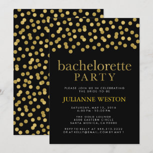 Glitter Gold en Black Confetti Bachelorette Party Kaart