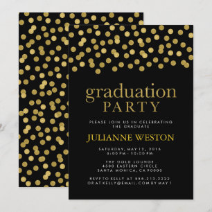 Glitter Gold en Black Confetti Graduparty Kaart