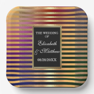 Glitter Gold en Black Wedding Square Papieren Bordje