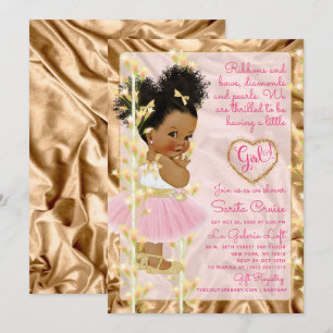Glitter Gold en Roze Baby shower Etnische Kaart