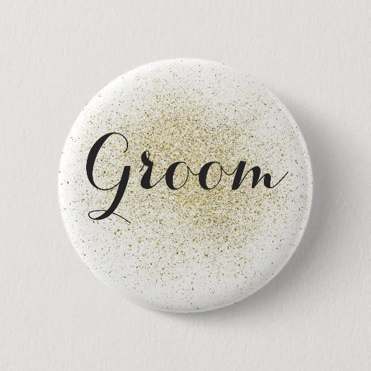 Glitter Gold Groom Button (Voorkant)