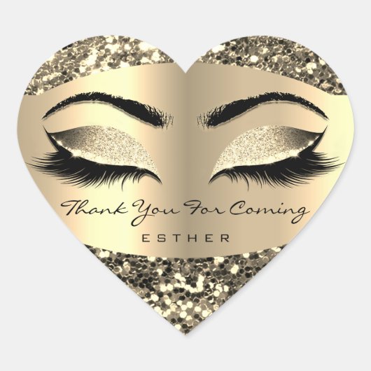 Glitter Gold Hartelijk dank voor uw naam Hart Sticker (Voorkant)