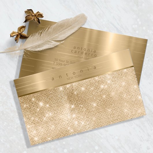 Glitter Gold ID802, geborsteld metalen band Visitekaartje