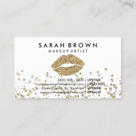 Glitter Gold Lips afdrukken Visitekaartje (Achterkant)