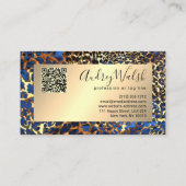  Glitter Gold Luxury QR Code Animal Skin Leopard Visitekaartje (Achterkant)