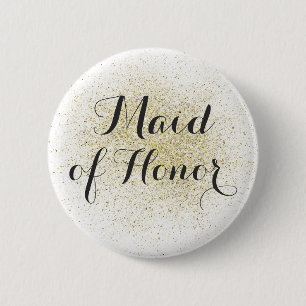 Glitter Gold Maid of Honor Button