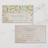 glitter gold mint confetti modern Visitekaartje (Voorkant / Achterkant)