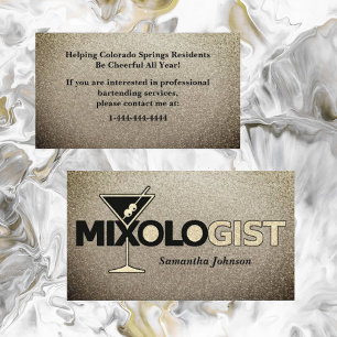 Glitter Gold Mixologist Bartender Visitekaartje
