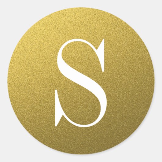 Glitter Gold Monogram Envelopsluiting Ronde Sticker (Voorkant)