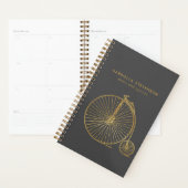Glitter Gold Penny Farthing Bike Gray Personalized Planner (Display)