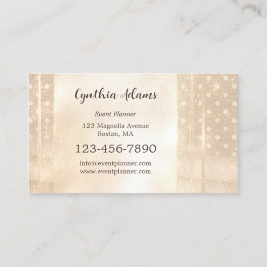 Glitter Gold Sandy Sparkle Event Planner Visitekaartje (Achterkant)