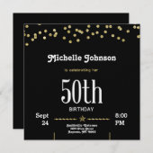Glitter Gold uitnodiging voor 50e verjaardag (Voorkant / Achterkant)