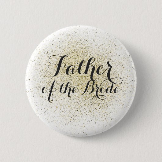 Glitter Gold Vader van de Bruid Button (Voorkant)
