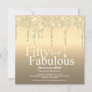 Glitter Gold Vijftig en Fabulous Verjaardag Kaart
