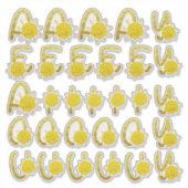 Glitter Gold Yellow Floral Monogram Vowels Sticker (Voorkant)