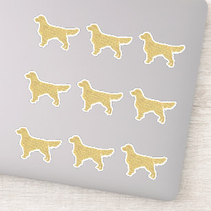 Glitter Golden Retriever set van 9 Die Cut Sticker