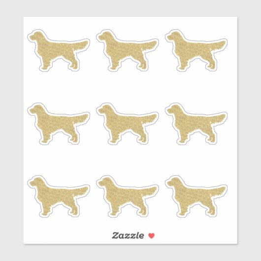 Glitter Golden Retriever set van 9 Die Cut Sticker (Vel)