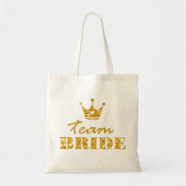 Glitter Golden Team Bride Tote Bag